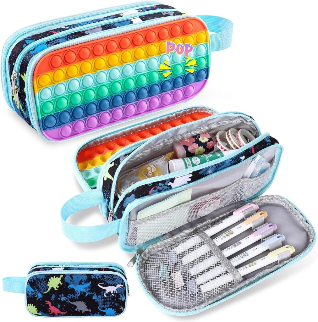 Large Pencil Case With Pop School Supplies for Kids Big Capacity Pencil Pouch Cute Pencil Case for Girls Back to School Gifts Pencil Box Pencil Holder Teens Classroom Supplies Special Pencil Pen Bag