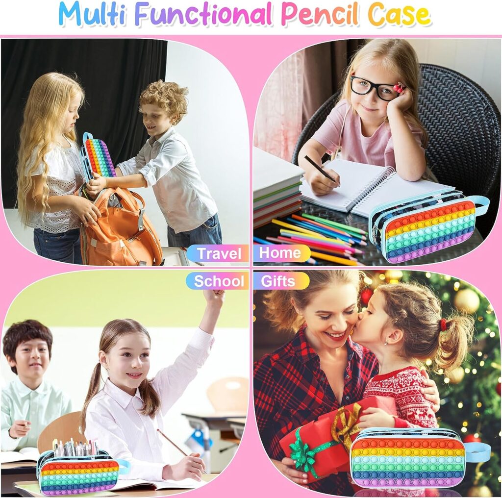 Large Pencil Case With Pop School Supplies for Kids Big Capacity Pencil Pouch Cute Pencil Case for Girls Back to School Gifts Pencil Box Pencil Holder Teens Classroom Supplies Special Pencil Pen Bag