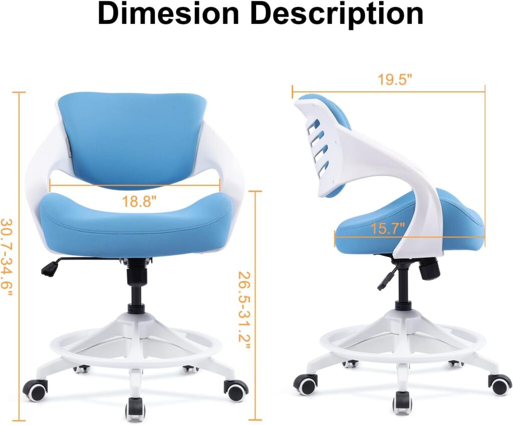 BOJUZIJA Ergonomic Office Computer Desk Chair,Kids Chair, Lumbar Support and Height Adjusable 360° Degree Rotary Pedal Function - Blue