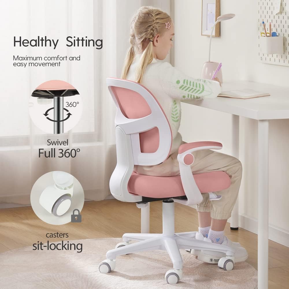 DIOSHOME Kids Desk Chair, Height Adjustable Kids Chair, Swivel Childrens Study Chair. Suitable for Boys and Girls Aged 4 to 12. Use Pressure Self-Loc