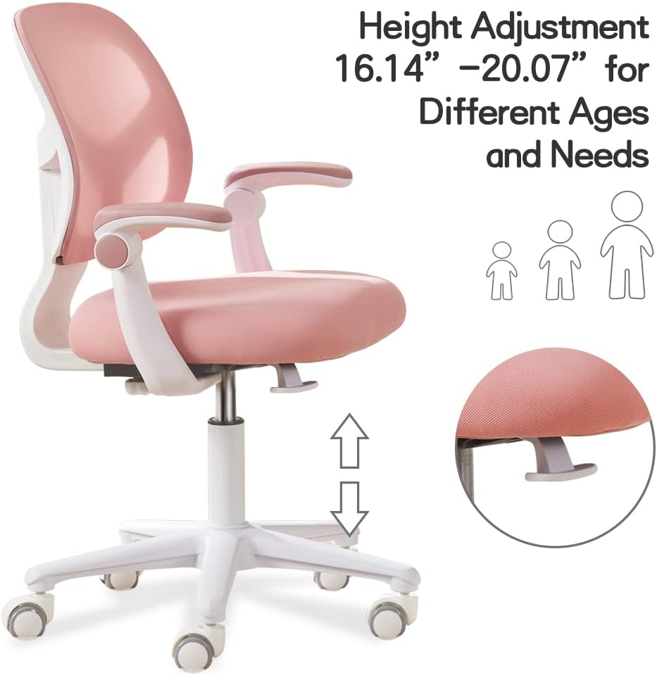 DIOSHOME Kids Desk Chair, Height Adjustable Kids Chair, Swivel Childrens Study Chair. Suitable for Boys and Girls Aged 4 to 12. Use Pressure Self-Loc