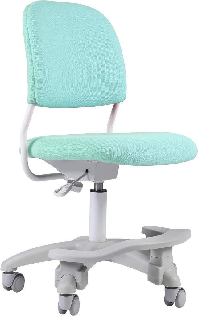 Ergonomic Kids Desk Chair, Childs Children Student Study Office Computer Chair, Adjustable Height and Seat Depth, W/Slipcovers, Detachable Footrest and Lumbar Support (Green, W/Chair Slipcovers)