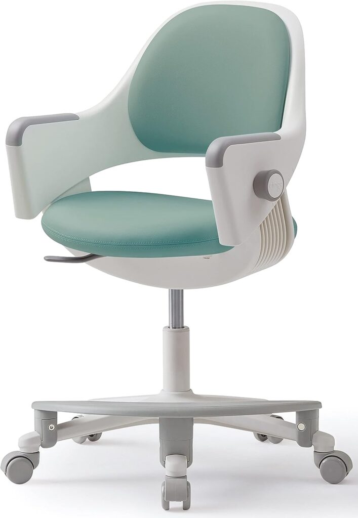 SIDIZ Ringo Kids Desk Chair : Ergonomic Kids Chair with Footrest, 4-Step Growing Function, Adjustable Seat Height, Sit-Locking Casters, Swivel Type Kids Chair (Mint Green Chair)