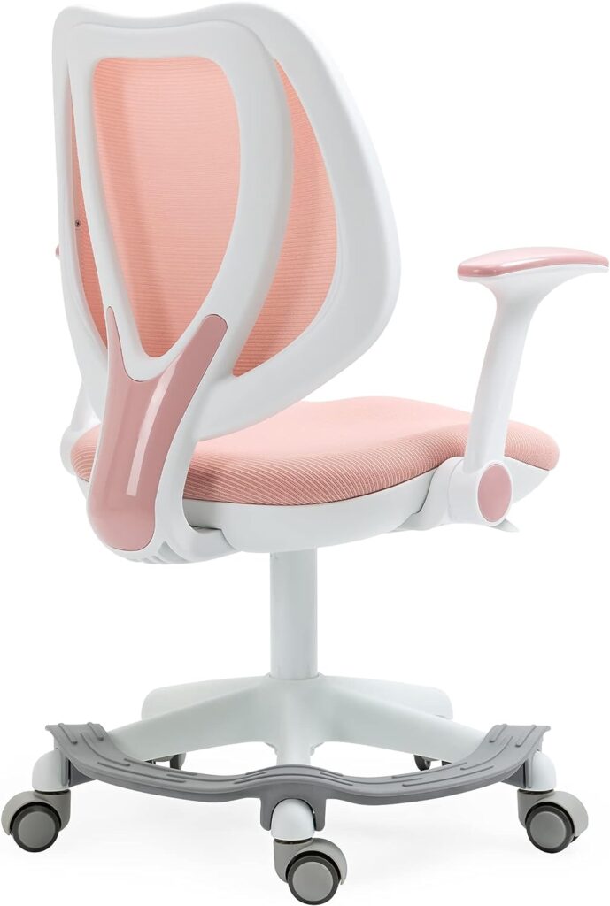 Villeston Cute Kids Desk Chair - Computer Study Reading Office Swivel Chairs for Boys Girls Teens with Adjustable Armrests and Footrest Pink