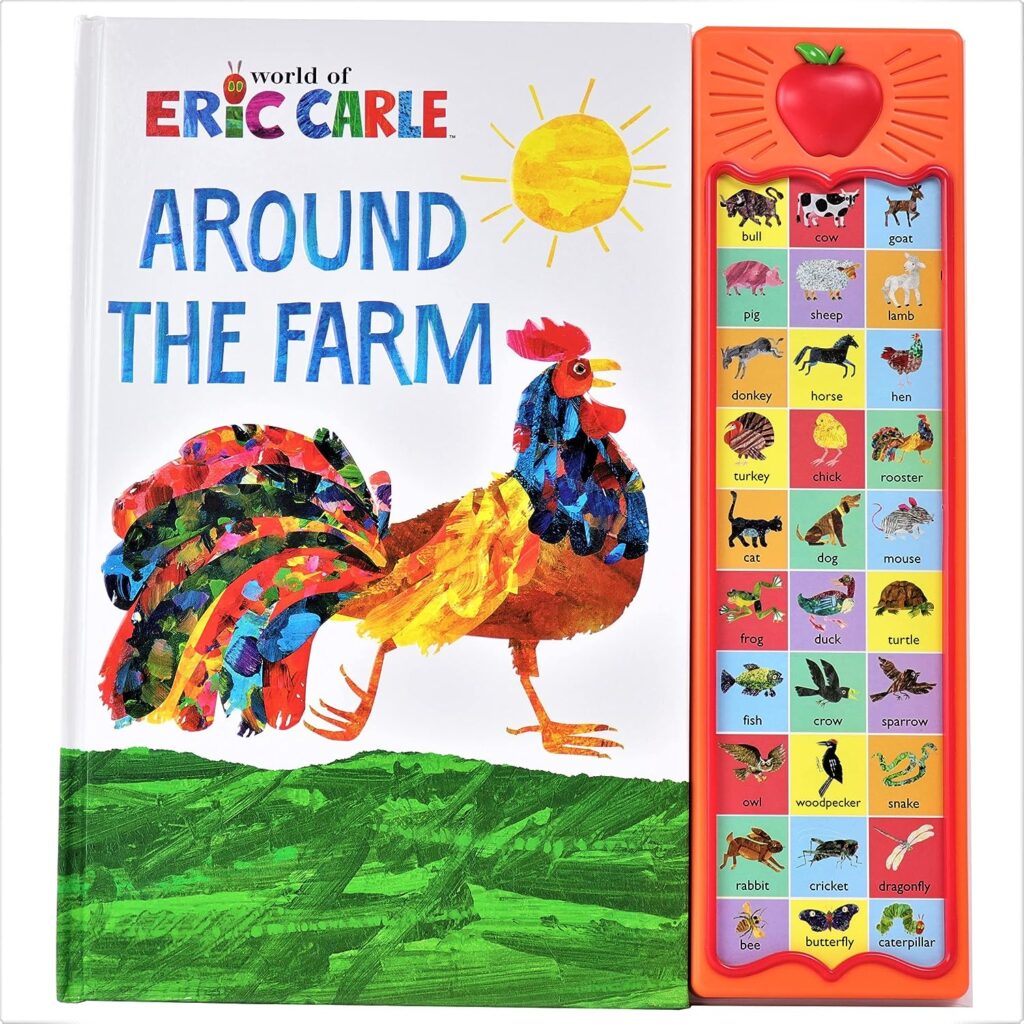 World of Eric Carle, Around the Farm 30-Button Animal Sound Book - Great for First Words - PI Kids