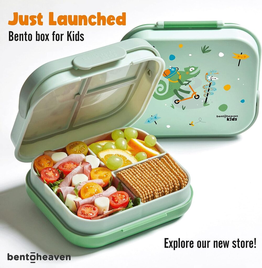 Bentoheaven Premium Bento Box Adult Lunch Box with 2 Compartments (40oz), Cutlery  Set of Chopsticks, Large Dip Container, Cute Black Japanese Bento Box, Rectangle, Microwavable (Outer Space)