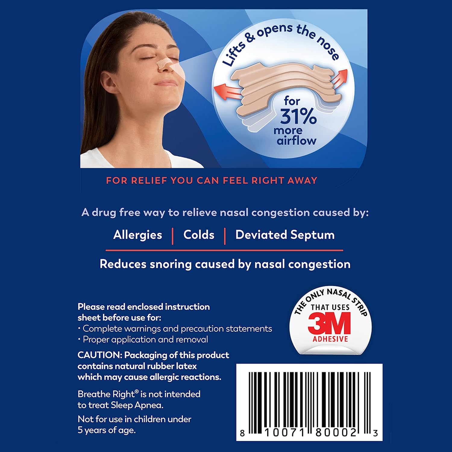 Breathe Right Nasal Strips Extra Strength Tan Nasal Strips Help Stop Snoring Drug-Free Snoring Solution  Instant Nasal Congestion Relief Caused by Colds  Allergies 26ct (packaging may vary)