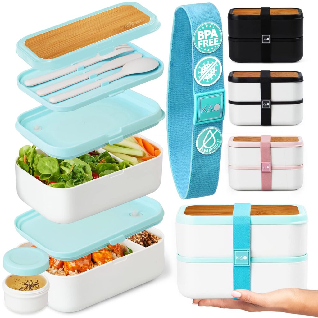 KARRICO XL Bento Box Adult Lunch Box | 68 fl oz Larger Size for Adult Portions | 100% Leakproof | Work Lunch Portion Control | BPA Free Microwave  Dishwasher Safe