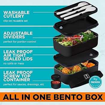 KARRICO XL Bento Box Adult Lunch Box | 68 fl oz Larger Size for Adult Portions | 100% Leakproof | Work Lunch Portion Control | BPA Free Microwave  Dishwasher Safe