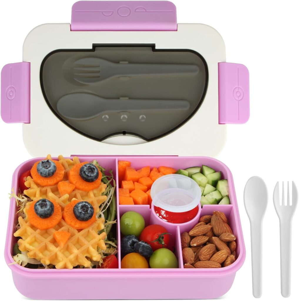 MaMix Bento Lunch Boxes for Adults Kids, Bento Box Adult Lunch Box, 5 Compartment Lunch Box Containers for Adults, Lunch Containers Accessories Reusable  Leakproof Purple