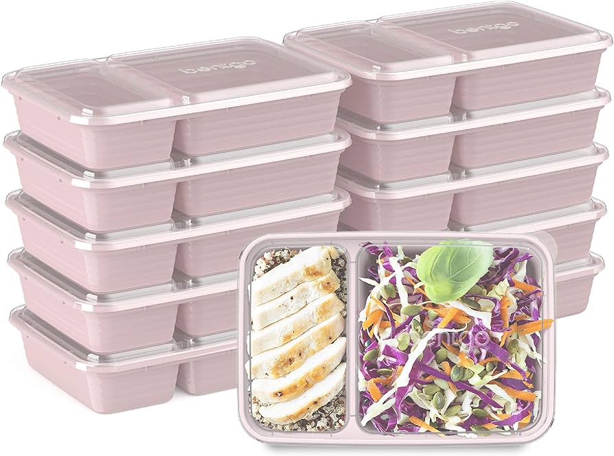 Meal Prep Container Microwave Safe, 4 Pack Bento Lunch Box, 4-Compartment Snack Container for School Work Travel, Lunch Containers for Adults, Bento Box for Kids, Reusable Dishwasher Safe