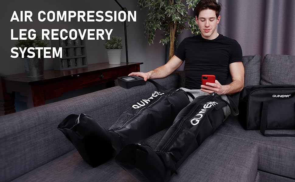 QUINEAR Air Compression Leg Recovery System, Professional Sequential Compression Device for Compression Massage Therapy, Foot and Leg Recovery Boots Improved Circulation for Athlete