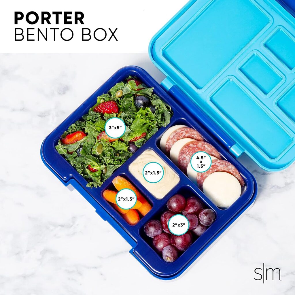 Simple Modern Bento Lunch Box for Kids | BPA Free, Leakproof, Dishwasher Safe | Lunch Container for Girls, Toddlers | Porter Collection | 5 Compartments | Under the Sea